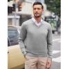 imageCOOFANDY Mens V Neck Dress Sweater Knit Long Sleeve Slim Fit Sweaters Fashion Pullover SweaterLight Grey