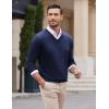 imageCOOFANDY Mens V Neck Dress Sweater Knit Long Sleeve Slim Fit Sweaters Fashion Pullover SweaterNavy Blue