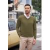 imageCOOFANDY Mens V Neck Dress Sweater Knit Long Sleeve Slim Fit Sweaters Fashion Pullover SweaterNew Green