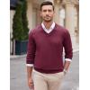 imageCOOFANDY Mens V Neck Dress Sweater Knit Long Sleeve Slim Fit Sweaters Fashion Pullover SweaterPurplish Red