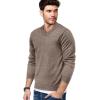 imageCOOFANDY Mens V Neck Dress Sweater Knit Long Sleeve Slim Fit Sweaters Fashion Pullover SweaterWhitebrown