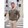 imageCOOFANDY Mens V Neck Dress Sweater Knit Long Sleeve Slim Fit Sweaters Fashion Pullover SweaterWhitebrown
