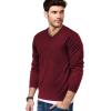 imageCOOFANDY Mens V Neck Dress Sweater Knit Long Sleeve Slim Fit Sweaters Fashion Pullover SweaterWine Red
