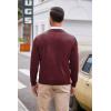imageCOOFANDY Mens V Neck Dress Sweater Knit Long Sleeve Slim Fit Sweaters Fashion Pullover SweaterWine Red and Black