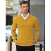 imageCOOFANDY Mens V Neck Dress Sweater Knit Long Sleeve Slim Fit Sweaters Fashion Pullover SweaterYellow