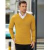 imageCOOFANDY Mens V Neck Dress Sweater Knit Long Sleeve Slim Fit Sweaters Fashion Pullover SweaterYellow