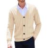 imageCOOFANDY Mens Cardigan Sweater Cable Knit V Neck Button up Sweaters Ribbed Cardigan Sweater with PocketsLight Khaki