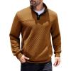 imageCOOFANDY Mens Quarter Sweatshirt Quilted Long Sleeve Mock Neck Active Sweater Waffle Pullover Polo Shirts With PocketsLight Brown