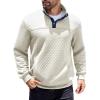 imageCOOFANDY Mens Quarter Sweatshirt Quilted Long Sleeve Mock Neck Active Sweater Waffle Pullover Polo Shirts With PocketsWhite