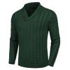 imageCOOFANDY Mens Shawl Collar Pullover Sweater Slim Fit Casual Button Cable Knit SweatersGreen