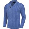 imageCOOFANDY Mens Shawl Collar Pullover Sweater Slim Fit Casual Button Cable Knit SweatersLight Blue