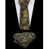 imageCOOFANDY Mens Christmas Vest Tie Set 3PC Paisley Jacquard Waistcoat and Necktie Pocket Square for Holiday Party WeddingGolden Paisley