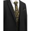 imageCOOFANDY Mens Christmas Vest Tie Set 3PC Paisley Jacquard Waistcoat and Necktie Pocket Square for Holiday Party WeddingGolden Paisley
