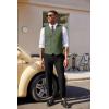 imageCOOFANDY Mens Double Breasted Suit Vest Lightweight Waistcoat Slim Fit Dress VestArmy Green