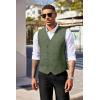 imageCOOFANDY Mens Double Breasted Suit Vest Lightweight Waistcoat Slim Fit Dress VestArmy Green