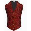 imageCOOFANDY Mens Paisley Tuxedo Vest Victorian Steampunk Gothic Suit Vest Slim Fit VNeck WaistcoatAll Red Paisley