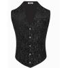 imageCOOFANDY Mens Paisley Tuxedo Vest Victorian Steampunk Gothic Suit Vest Slim Fit VNeck WaistcoatBlack Filigree