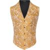 imageCOOFANDY Mens Paisley Tuxedo Vest Victorian Steampunk Gothic Suit Vest Slim Fit VNeck WaistcoatGold