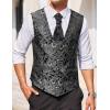 imageCOOFANDY Mens Paisley Tuxedo Vest Victorian Steampunk Gothic Suit Vest Slim Fit VNeck WaistcoatLight Silver