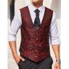 imageCOOFANDY Mens Paisley Tuxedo Vest Victorian Steampunk Gothic Suit Vest Slim Fit VNeck WaistcoatWine Red