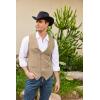 imageCOOFANDY Mens Suede Leather Vest Cowboy Western Waistcoat Casual Slim Fit Suit VestBeige
