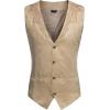 imageCOOFANDY Mens Suede Leather Vest Cowboy Western Waistcoat Casual Slim Fit Suit VestBeige With Pattern