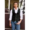 imageCOOFANDY Mens Suede Leather Vest Cowboy Western Waistcoat Casual Slim Fit Suit VestBlack