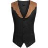 imageCOOFANDY Mens Suede Leather Vest Cowboy Western Waistcoat Casual Slim Fit Suit VestBlack Khakiwith Pattern