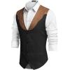 imageCOOFANDY Mens Suede Leather Vest Cowboy Western Waistcoat Casual Slim Fit Suit VestBlack Khakiwith Pattern