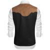 imageCOOFANDY Mens Suede Leather Vest Cowboy Western Waistcoat Casual Slim Fit Suit VestBlack Khakiwith Pattern