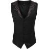 imageCOOFANDY Mens Suede Leather Vest Cowboy Western Waistcoat Casual Slim Fit Suit VestBlack With Pattern