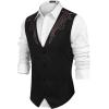 imageCOOFANDY Mens Suede Leather Vest Cowboy Western Waistcoat Casual Slim Fit Suit VestBlack With Pattern