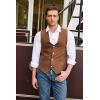 imageCOOFANDY Mens Suede Leather Vest Cowboy Western Waistcoat Casual Slim Fit Suit VestBrown