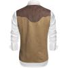 imageCOOFANDY Mens Suede Leather Vest Cowboy Western Waistcoat Casual Slim Fit Suit VestCoffekhakiwith Pattern