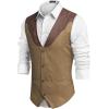 imageCOOFANDY Mens Suede Leather Vest Cowboy Western Waistcoat Casual Slim Fit Suit VestCoffekhakiwith Pattern