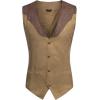 imageCOOFANDY Mens Suede Leather Vest Cowboy Western Waistcoat Casual Slim Fit Suit VestCoffekhakiwith Pattern