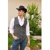 imageCOOFANDY Mens Suede Leather Vest Cowboy Western Waistcoat Casual Slim Fit Suit VestGrey