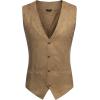 imageCOOFANDY Mens Suede Leather Vest Cowboy Western Waistcoat Casual Slim Fit Suit VestKhaki With Pattern