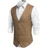 imageCOOFANDY Mens Suede Leather Vest Cowboy Western Waistcoat Casual Slim Fit Suit VestKhaki With Pattern