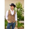 imageCOOFANDY Mens Suede Leather Vest Cowboy Western Waistcoat Casual Slim Fit Suit VestLight Khaki