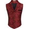 imageCOOFANDY Mens Suit Vest Paisley Floral Victorian Vests Gothic Steampunk Formal Waistcoat Tuxedo Vests with Notched LapelsBright Red Paisley