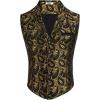 imageCOOFANDY Mens Suit Vest Paisley Floral Victorian Vests Gothic Steampunk Formal Waistcoat Tuxedo Vests with Notched LapelsGold Paisley