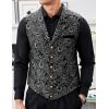 imageCOOFANDY Mens Suit Vest Paisley Floral Victorian Vests Gothic Steampunk Formal Waistcoat Tuxedo Vests with Notched LapelsLight Silver