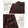 imageCOOFANDY Mens Suit Vest Paisley Floral Victorian Vests Gothic Steampunk Formal Waistcoat Tuxedo Vests with Notched LapelsRed Paisley