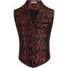 imageCOOFANDY Mens Suit Vest Paisley Floral Victorian Vests Gothic Steampunk Formal Waistcoat Tuxedo Vests with Notched LapelsRed Paisley