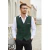 imageCOOFANDY Mens Suit Vest Slim Fit Business Formal Waistcoat Casual Dress VestGreen