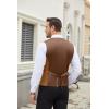 imageCOOFANDY Mens Suit Vest Slim Fit Business Formal Waistcoat Casual Dress VestLight Brown