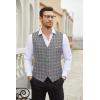 imageCOOFANDY Mens Suit Vest Slim Fit Business Formal Waistcoat Casual Dress VestPlaid Grey