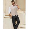 imageCOOFANDY Mens Suit Vest Slim Fit Business Formal Waistcoat Casual Dress VestPlaid Khaki