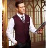 imageCOOFANDY Mens Suit Vest Slim Fit Business Formal Waistcoat Casual Dress VestWine Red
